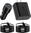 Samsung Super Fast Charger Type C Kit,45W PD USB C Wall/Car Charger for Samsung Galaxy S26/S25/S24/S23/S22/Plus/Ultra/FE/Note 20/10/A71,2020/2018 Pad Pro/Air,with 2X USB C-to-C Cable(6.6ft)