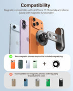 Magnetic Golf Cart Phone Holder Compatible with iPhone 12-17, Golf Accessories for Men, Photography-Friendly T-Shape Design Strong Magnetic Phone Caddy with 360° Adjustable Ball Head, Golf Gifts