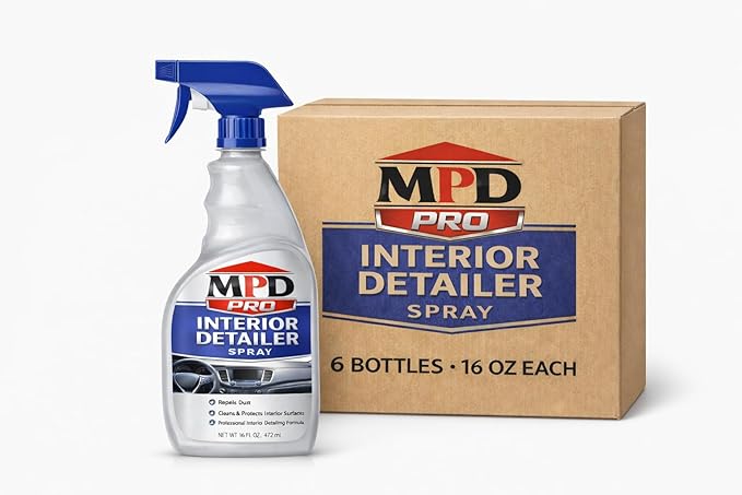 MPD PRO Interior Detailer Spray – Car Interior Cleaner for Dashboard, Plastic & Leather Trim – Repels Dust, Professional Automotive Interior Cleaning Spray – 16 oz (Pack of 6)