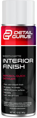 Detail Gurus Automotive Matte Interior Quick Detailer – Aerosol Spray for Smooth Matte Finishes – Streak-Free, Non-Greasy Cleaner with Light New Car Scent – Dash, Trim & Panels – 12oz Can