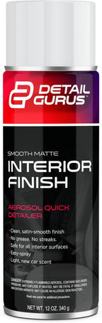 Detail Gurus Automotive Matte Interior Quick Detailer – Aerosol Spray for Smooth Matte Finishes – Streak-Free, Non-Greasy Cleaner with Light New Car Scent – Dash, Trim & Panels – 12oz Can