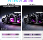 Xprite RGB LED Car Interior Bluetooth USB Light Strip, w/Wireless Remote and APP Control,4 PCS Under Dash Footwell Ambient Lights Kits, DIY Music Mode Universal for Vehicle Internal, SUV, Trucks