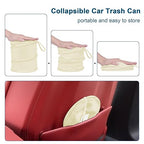 Car Trash Can, 2 Packs Mini Collapsible Car Trash Bin for Front Back Seat, Pop up Car Garbage Can, Portable Car Trash Bag Hanging for Vehicle SUV Rv Truck Accessories Interior, Beige