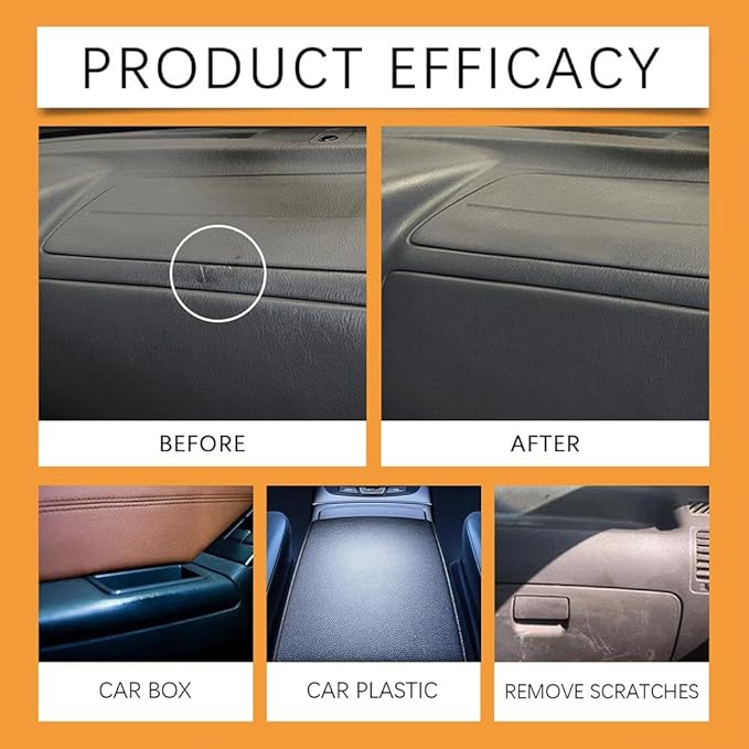 Car Interior Restorer – Leather & Plastic Trim Cream, Renews Faded Dash, Seats, Bumpers & Vinyl, UV Protective Polish, Non-Greasy 50g