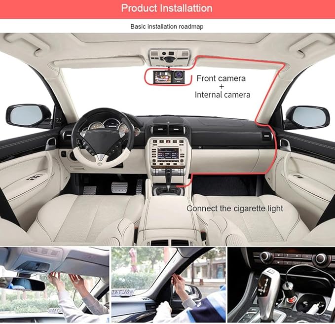 Wireless Dash Cam Front and Rear Camera System,360° 4 Channel Dash Cam 1080p Full View Car Dashcam System,Night Vision,Loop Recording,Parking Monitor,for Taxi,Fleet,Family Vehicles