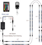 8PCS Underglow RGB LED Strip Light Kit DC 12V with 2 Red Blinking Brake Light Styles for Motorcycles Trikes Golf Carts ATVs UTVs – M8r