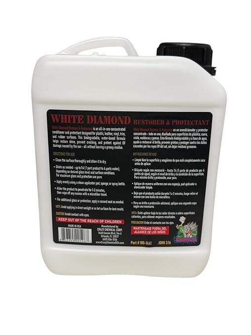 TIRE Dressing Concentrated White Diamond Restorer and Protectant 84 fl oz - Vinyl - Plastic - Tire - Rubber - UV Protection - Super Shine - Good Hydrophobic Action