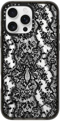 CASETiFY Impact Case for iPhone 16 Pro Max [8.2ft 4X Military Grade Drop Protection/Compatible with Magsafe] - Lace Pattern - Clear Black