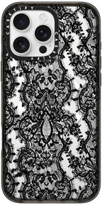 CASETiFY Impact Case for iPhone 16 Pro Max [8.2ft 4X Military Grade Drop Protection/Compatible with Magsafe] - Lace Pattern - Clear Black