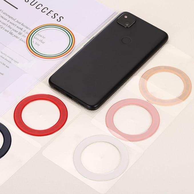 uxcell Magnetic Adapter Ring, 2Pcs Magnetic Sticker Ring ABS Universal Magnet Wireless Charging Conversion Kit for Mobile Phone Case Wireless Charger, Red