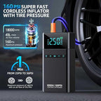 10-in-1 Portable Car Battery Jump Starter with Air Compressor, 6000A 160PSI Portable Car Jumper Starter (All Gas 12L Diesel), 12V Jump Box Car Battery Jump Starter with Jumper Cables, Lights