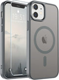 SUPFINE Magnetic for iPhone 12 Mini Case & iPhone 13 Mini Case (Compatible with MagSafe) (Military Grade Drop Protection) Slim Translucent Matte Shockproof Phone Cover,Gray
