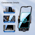 Wireless Car Charger,15W Fast Charging Auto-Clamping Car Charger Phone Mount Air Vent Cell Phone Holder,Fit for iPhone Android and All Smartphones