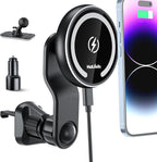 MAGJIEYX for Magsafe Car Mount Charger, Magnetic Wireless Charger for iPhone 12/13/14/15/16 17 Pro Max/Plus/Mini/Magsafe Case Air Vent and Dashboard Phone Holder with Fast 36W Adapter