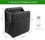 Car Seat Back Organizer, Waterproof Leather Hanging Backseat Organizer with Storage Pockets, Large Capacity Auto Trash Bag Collapsible Document Holder for Most Vehicles