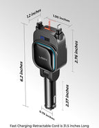 LISEN 96W for iPhone 17 Pro Max Retractable Car Charger [USB C & L Cable], 4 in 1 Fast Charging Retractable Car Charger Cigarette Adapter for iPhone 16 15 14 13 12,Samsung Galaxy S25 S24, Android