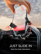 AINOPE Car Phone Holder Mount Vent 2026 Gravity Air Vent Phone Holders for Your Car for iPhone 16 Pro Max with Vent Clip Hand Free Cell Phone Car Mount Holder for iPhone 15 Plus Samsung Red