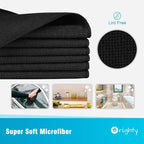 Orighty Microfiber Cleaning Cloth, 12 Pack Microfiber Towels for Cars, Highly Absorbent Car Cleaning Supplies, Lint Free Cloths Clean Rags for Car Care, House, Kitchen, 12x12 inch, Black