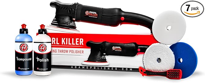 Adam's Polishes Swirl Killer 21mm Polisher Kit (7 Item) - Orbital Polishing Paint Correcting Buffer Tool - Scratch Remover, Correcting Polish - Use Post Car Wash Clay Bar & Pre Wax or Ceramic Coating
