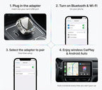 2-in-1 Wireless CarPlay Adapter & Wireless Android Auto Adapter, 5.8GHz Mini Dongle, Auto Reconnect, Plug & Play, Converts Factory Wired to Wireless for Cars 2016+