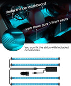 Car LED Lights, 72 LED Smart Car Interior Lights RGB with App Remote Control,Multicolor Footwell Under Dash Inside Light Kits Music Sync Mode, for Vehicle Internal, SUV, Trucks, 12V