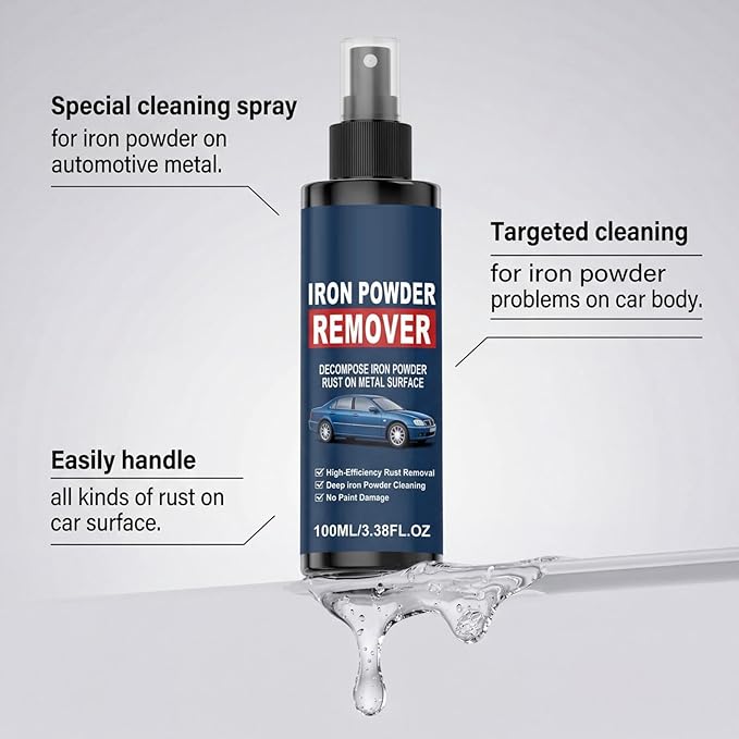 Rust Remover Spray - Fast-Acting Spray, Iron Powder Remover for Metal, Hardware Brake Solution, Engine Auto Liquid with Quick-Reaction Formula, Multipurpose Motorcycle Fluid for Oxidation Removal