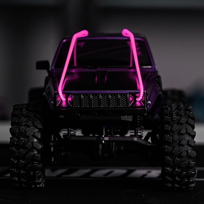 INJORA RC LED Strip Lights Flexible Cuttable for TRX4M SCX24 1/24 1/18 Crawlers Upgrade(Blue, Red and Pinkish Purple)