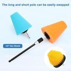 Linkstyle 5PCS Drill Polishing Cone Set, Car Wheel Polisher Sponge Pad Kit with Long Extension Pole & Cleaning Brush, Buffing Cone for 1/4" Hex Drill, Car Rim and Metal Surface Polishing Tool