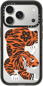 CASETiFY Impact iPhone 17 Pro Case [Slim/Compatible with Magsafe / 8.2 ft. 4X Military Grade Drop Protection] - Fierce Tiger - Clear Black
