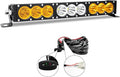 Willpower 17 inch LED Light Bar Single Row White Amber Dual Color 90W Off Road Light Bar Spot Flood Combo LED Work Light Truck UTV 4x4 Cars SUVs ATVs Boats Fog Driving Light with Wiring Harness kit