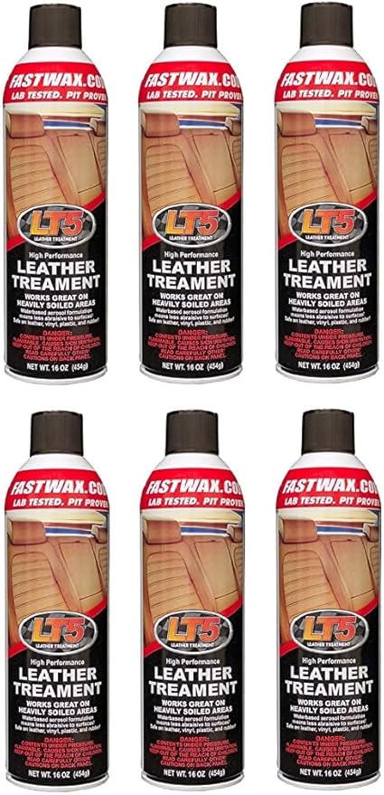 RGS Labs LT5 Leather Treatment (6 Pack, 16 oz Each) | Professional-Grade Leather & Vinyl Cleaner and Conditioner | High-Cling Foam Spray for Easy Application | Restores Luster & Softness