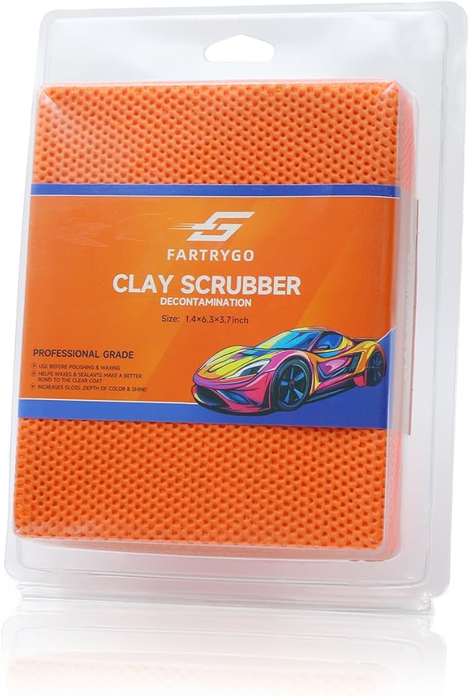 2-Pack Clay Bar Auto Detailing Kit – Dual-Sided Clay Scrubber/Clay Sponge & Towel System, Grime Remover, Deep Dirt Cleaning, Reusable, Enhances Gloss & Shine on Car Paint