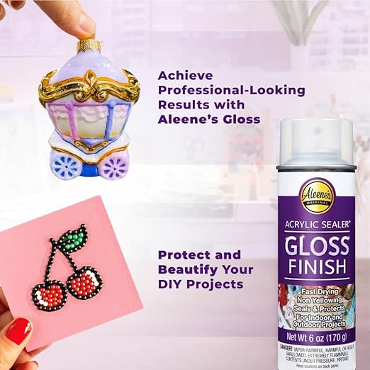 Aleene's Acrylic Sealer Spray (2-Pack) with Attachable Nozzle - 6 oz. Gloss Finish, Clear - Water Proof Sealant - Non-Yellowing - Includes Snap-in Spray Can Holder with Trigger