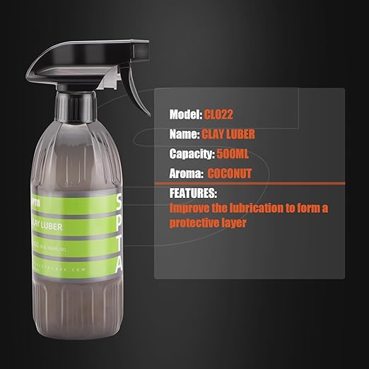 Clay Lubricant Car Detailing for Clay Bars, SPTA 16oz 500ml Clay Luber Synthetic Lubricant with Wetting Agents for Clayblock and Car Detailing Clay (Works on Cars, Trucks, SUVs, Jeeps & More -CL022