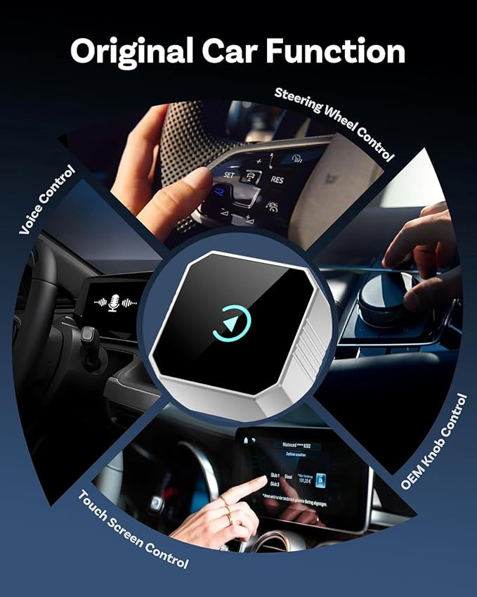 2026 Wireless CarPlay Adapter for iPhone ＆ Android Auto Mini Wired to Wireless Apple Car Play Adapter Plug & Play Compatible for iPhone iOS 10+ Android 11+ with After 2016 Cars