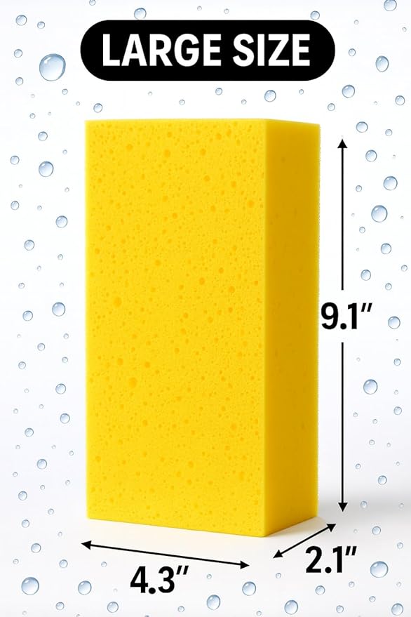 2-Pack Car Wash Sponges - Large Sponges, Extra Thick for All-Purpose Cleaning, Non-Scratch, Ideal for Vehicle Washing, Equipment Cleaning, Boat Cleaning, Rectangle