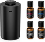 Airversa Waterless Essential Oil Diffuser Starter Kit with 4x10mL Hotel Fragrance Oils for Home Car Office, Premium Aluminum Housing, Up to 600 sq ft, Aroma Nebulizer Baterry Operated, ANX Kit-D Black