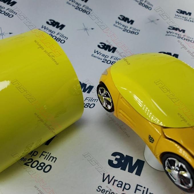 3M Car Wrap Roll 2080 Gloss Lucid Yellow | G55 | (Sample 3in x 5in) | Automotive Vinyl Wrap for Cars - Car Interior Wrap & Exterior