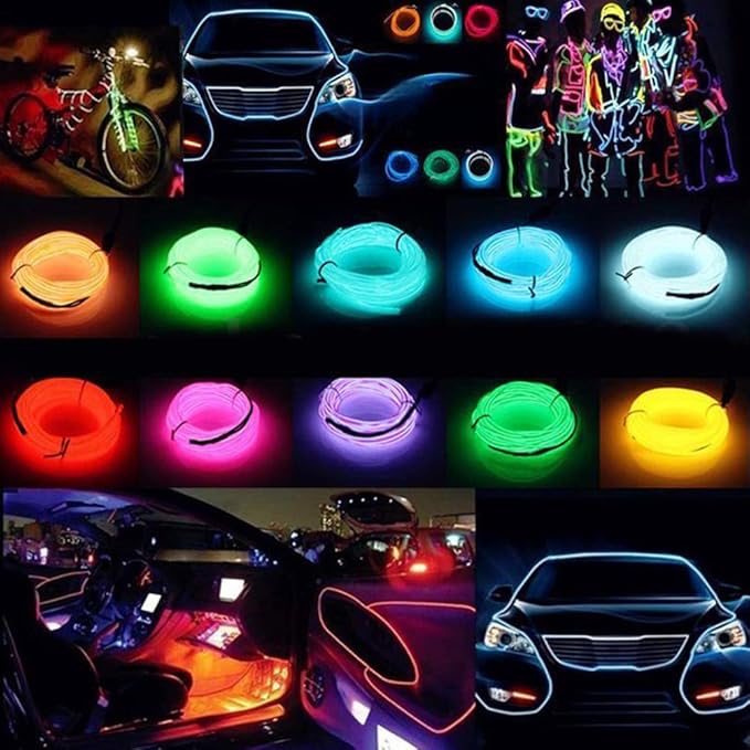 ABALDI El Wire Neon Light, Car Interior LED Lights for Xmas Halloween Christmas Car Interior Decoration(3m/9ft,Ice Blue)