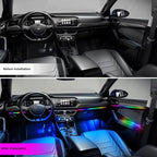 Car Interior LED Light Kit, 14-in-1 Ambient Lighting Strips, RGB Optical Fiber, Multiple Colors