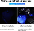 BESULEN Car Interior LED Lights, Automotive Ambient Neon Light Kit with USB Port, Car Accessories, Gifts for Men and Women, 4 in 1 Decoration Lights for Car, Garden, Home, Party（Blue）