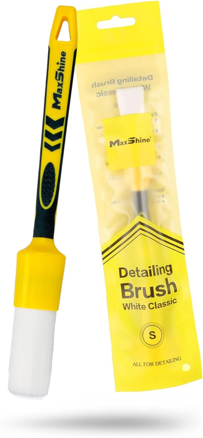 Maxshine Medium #12 Universal White Classic Detailing Brush – Soft, Durable Synthetic Bristles – High-Density Brush for Interior & Exterior Cleaning – Premium Car Detailing Tool