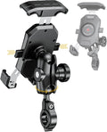 iMESTOU Anti-Theft Motorcycle Phone Mount Bike 1 Ball Phone Holder Handlebar Double Socket Arm Cellphone Holder with Aluminum 1" Ball Base 360 Rotation Universal for 4.0-7.0 Inch Smartphones