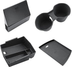 LFOTPP Forester Center Console Organizer for 2025 Forester Accessories, Armrest Storage Box+Silicone Cup Holder+Hidden Box+Wireless Charging Protective Pad Non-Slip Mat 4Pcs,NOT for 2025 Wilderness