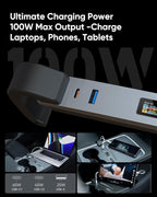Tesla Model 3/Y USB Hub - Center Console Fast Charging Adapter, 100W Max Power, Hidden Cable Management, IPS Display, Smart Power Distribution for Tesla Model 3 (2021-2023) & Model Y Accessories