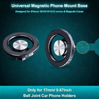 Magnetic Ball Phone Mount Compatible with MagSafe, 17mm/0.67inch Ball Joint, Strong N52 Magnets - Swivel & Rotate Car Phone Holder for iPhone 17 16 15 14 13 12 Android (MagSafe Holder only)