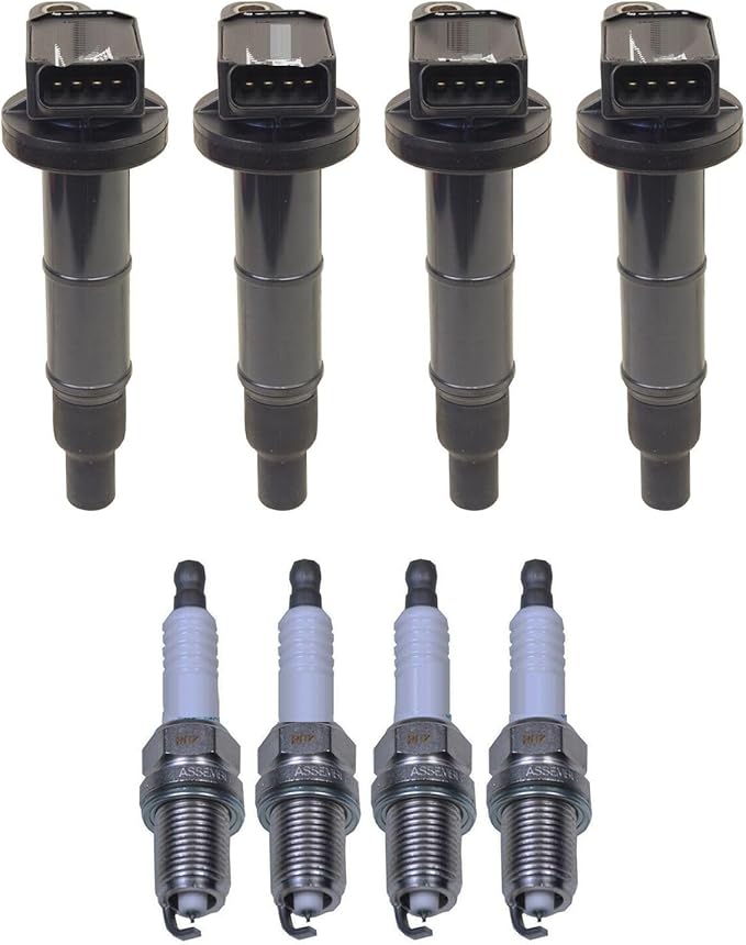 Replacement 4 Ignition Coils and 4 Iridium Long Life Spark Plugs .044 Kit For 2.0L 2.4L Mechanics Choice for Pontiac