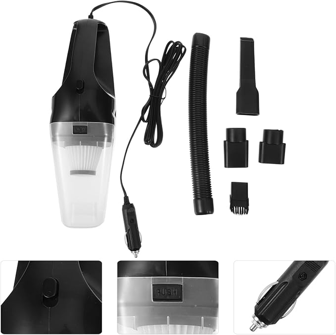 PRETYZOOM 120w Portable Car Vacuum Cleaner with Efficient System Long Power Cable Suitable for Auto Cleaning and Collection