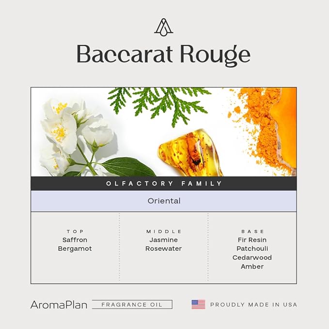 AromaPlan Hotel Scents Inspired by Baccarat Rouge 16 Fl Oz (473ml), Home Luxury Aroma & Hotel Diffuser Oil for Aromatherapy- USA Made, Bigger Bottle, Bolder Aroma & Longer Lasting