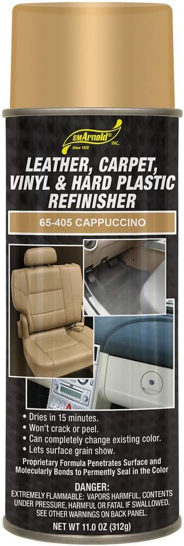 SM Arnold Refinishing Spray Paint - CAPPUCCINO 11 Oz. - For Leather, Carpet, Vinyl, Metal, Plastic, Polycarbonate, Polypropylene, Acrylic, Lexan, Fiberglass | Pro Grade Aerosol Refinisher